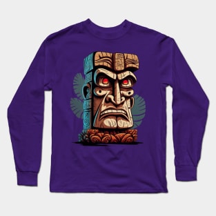 Polynesian Tiki Bar Caricature Long Sleeve T-Shirt